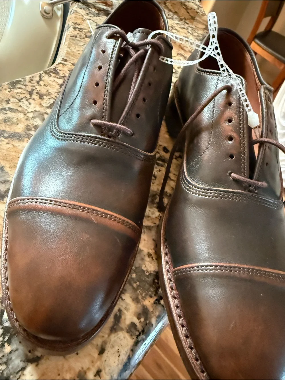 Allen Edmonds Brown Leather Cap-Toe Oxfords